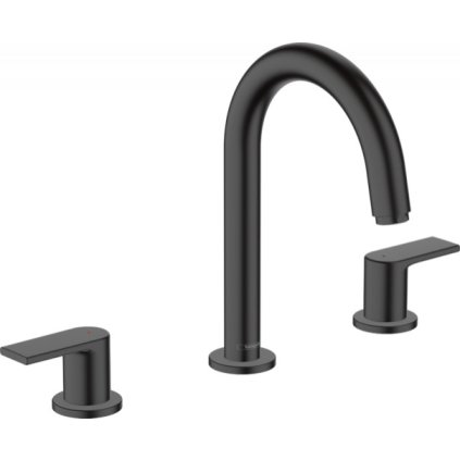 Hansgrohe Vernis Shape, baterie lavoar cu evacuare, montaj cu 3 orificii, negru mat, HAN-71563670
