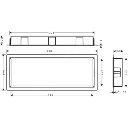 Hansgrohe XtraStoris Original, nișă de perete cu cadru, 300x900x100 mm, negru mat, HAN-56067670
