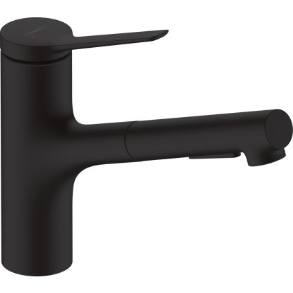 Hansgrohe Zesis M33, robinet de bucătărie cu pârghie 150, pulverizator extensibil, 2jet, negru mat, HAN-74820670
