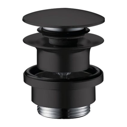 Set de gunoi Hansgrohe Push-Open pentru robinete de lavoar și bideu, negru mat, HAN-50100670