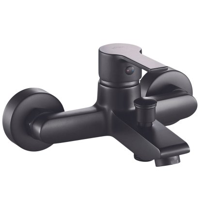 Invena Bralos, baterie pentru cada de perete, negru mat, INV-BW-07-004-A