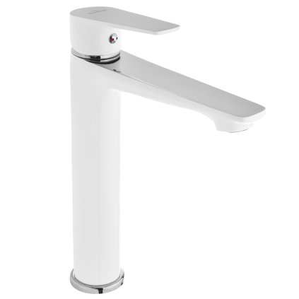 Invena Dokos, baterie pentru chiuveta inalta, alb-crom, INV-BU-19-W02-V