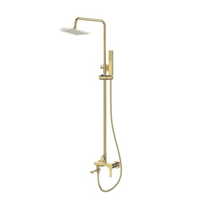 Invena Glamour Trend, set cadă-duș cu pârghie cu coloană de duș, auriu lucios, INV-AU-05-B09-V