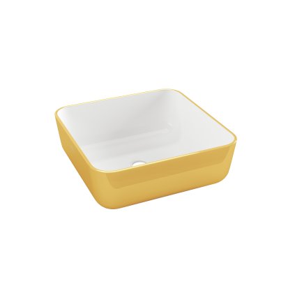 Invena Malaga, chiuveta blat 39x39x14 cm, alb-auriu, INV-CE-39-013-W