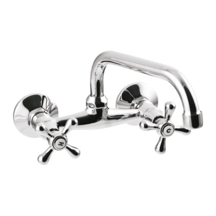 Invena Roma, baterie lavoar/chiuveta cu gura in U, lungime 200 mm, crom, INV-BC-24-00S-L