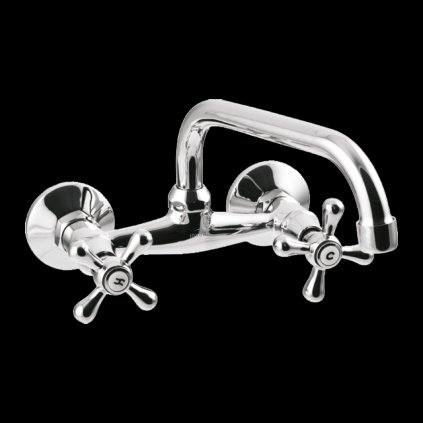 Invena Roma, baterie lavoar/chiuveta cu gura U, lungime 250 mm, crom, INV-BC-25-00S-L