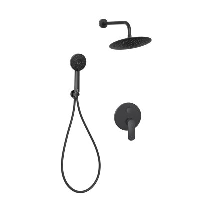Invena Siros, set de duș ascuns cu corp cu 2 ieșiri, negru mat, INV-BS-90-013-A