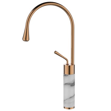 Invena Stone, baterie lavoar inalta h-455, alb-cupru, INV-BU-33-W18-V
