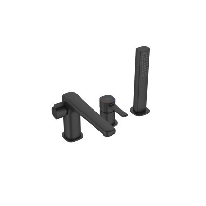 Invena Trend, baterie pentru cada cu 3 orificii, negru mat, INV-BW-02-S04-V