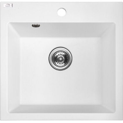 Laveo Alena, chiuvetă granit cu 1 cameră 490x490x215 mm, alb, LAV-SBA_610T