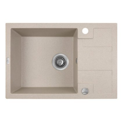 Laveo Barbados, chiuvetă granit cu 1 cameră 650x440x215 mm, bej, LAV-SBB_413T