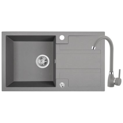 438878 laveo barbados 1 komorovy granitovy drez 760x440x194 mm drezova bateria granit 8 seda lav sbba511t