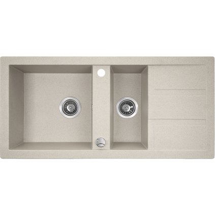 Laveo Barbados, chiuvetă granit cu 1,5 camere 1000x480x185 mm, bej, LAV-SBB_431T