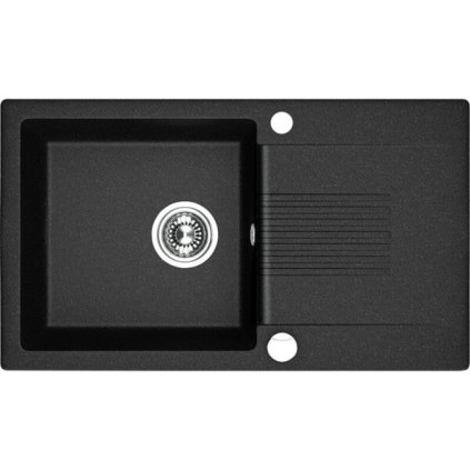 439217 laveo celia 1 komorovy granitovy drez 760x440x185 mm s dlhym odkvapkavacom cierna lav sbc 711t