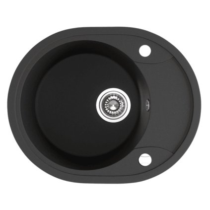 Laveo Dafne, chiuvetă granit cu 1 cameră 580x470x198 mm, negru, LAV-SBD_783T