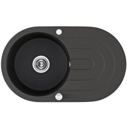 Laveo Dafne, chiuvetă granit cu 1 cameră 780x470x204 mm, negru, LAV-SBD_781T