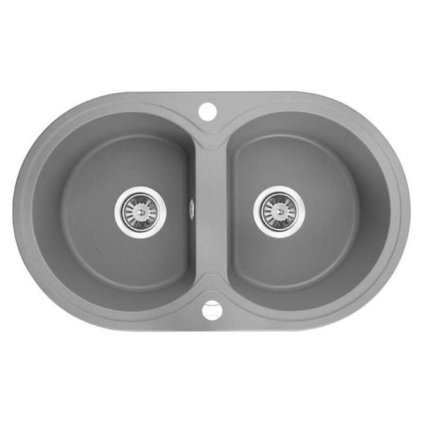Laveo Dafne, chiuvetă granit cu 2 camere 780x470x204 mm, gri, LAV-SBD_520T