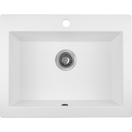 Laveo Komodo, chiuvetă granit cu 1 cameră 586x490x221 mm, alb, LAV-SBK_610A
