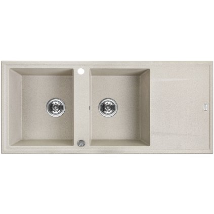 439919 laveo megalo 2 komorovy granitovy drez 1160x500x185 mm s dlhym odkvapavacom bezova lav sbe 421t