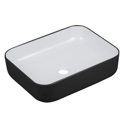 Laveo Mogami, chiuveta 50x40 cm, chiuveta ovala pe blat, alb-negru, LAV-VUM_7250