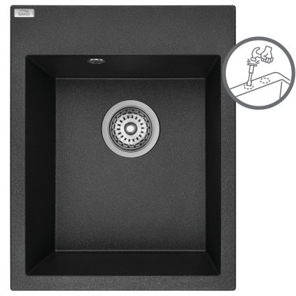 Laveo Monchichi, chiuveta granit cu 1 camera 390x500x205 mm, negru, LAV-SBO_710Y