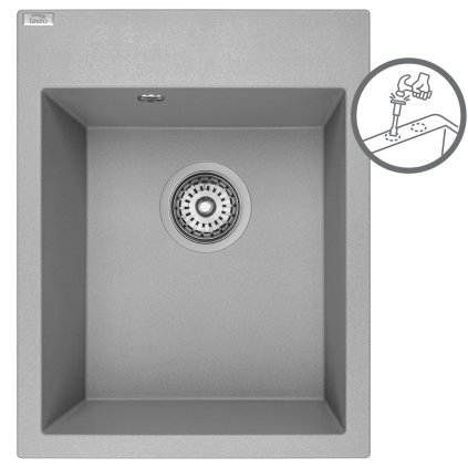 Laveo Monchichi, chiuveta granit cu 1 camera 390x500x205 mm, gri, LAV-SBO_510Y