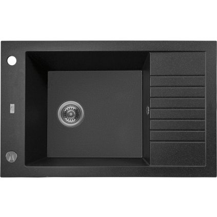 440162 laveo pionier 1 komorovy granitovy drez 780x500x207 s kratkym odkvapavacom cierna lav sbr 713t