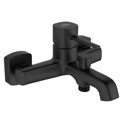 Laveo Pola, baterie pentru cada montată pe perete, negru mat, LAV-BAP_710D