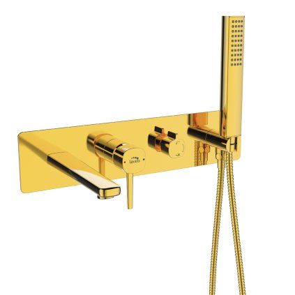 Laveo Pola, baterie de baie ascunsă cu sistem de instalare i-BOX, auriu strălucitor, LAV-BAP_G11P