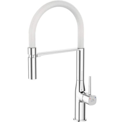 Laveo Pola, baterie de chiuvetă înaltă cu gura de scurgere în formă de U, alb-crom, LAV-BAP_678D