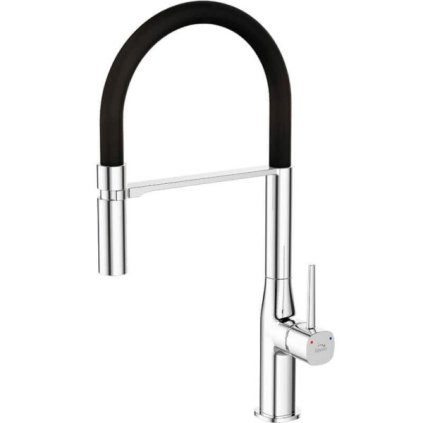 Laveo Pola, baterie de chiuvetă înaltă cu gura de scurgere în formă de U, negru-crom, LAV-BAP_778D