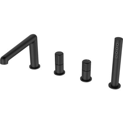 Laveo Pretto, baterie de baie cu 4 orificii, negru mat, LAV-BAO_714D
