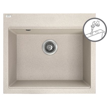 Laveo Tau, chiuveta granit cu 1 camera 570x500x215 mm, bej, LAV-SBT_410Y