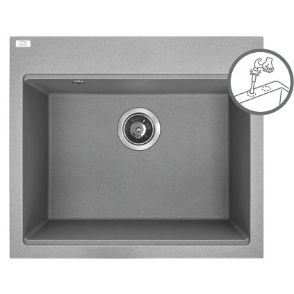 Laveo Tau, chiuveta granit cu 1 camera 570x500x215 mm, gri, LAV-SBT_510Y