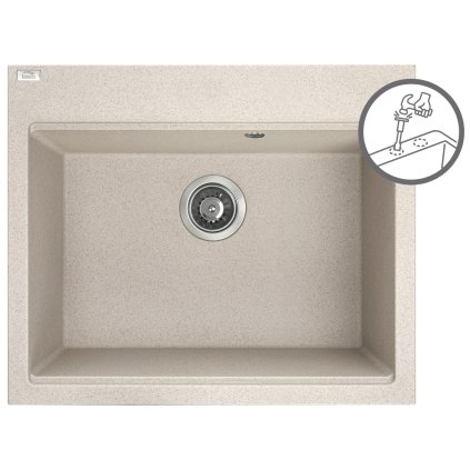 Laveo Tau, chiuveta granit cu 1 camera 600x500x215 mm, bej, LAV-SBT_4106