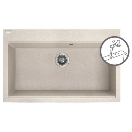 Laveo Tau, chiuveta granit cu 1 camera 800x500x215 mm, bej, LAV-SBT_4108