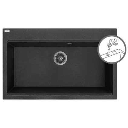 Laveo Tau, chiuveta granit cu 1 camera 800x500x215 mm, negru, LAV-SBT_7108