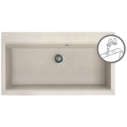 Laveo Tau, chiuveta granit cu 1 camera 900x500x215 mm, bej, LAV-SBT_4109