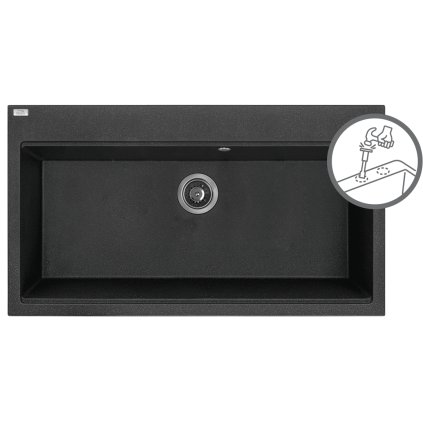 Laveo Tau, chiuveta granit cu 1 camera 900x500x215 mm, negru, LAV-SBT_7109