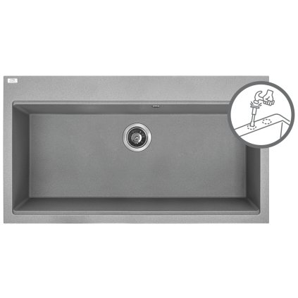 Laveo Tau, chiuveta granit cu 1 camera 900x500x215 mm, gri, LAV-SBT_5109