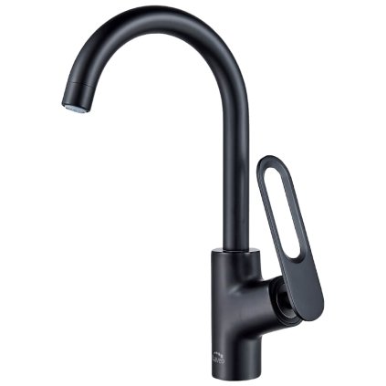 Laveo Tierra, baterie pentru chiuveta cu pipa in forma de U h-355, negru mat, LAV-BAJ_768D