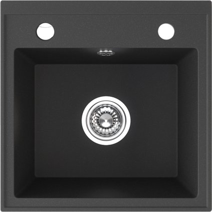 Laveo Trzynastka, chiuvetă granit cu 1 cameră 440x440x173 mm, pete negre, LAV-SBP_710T