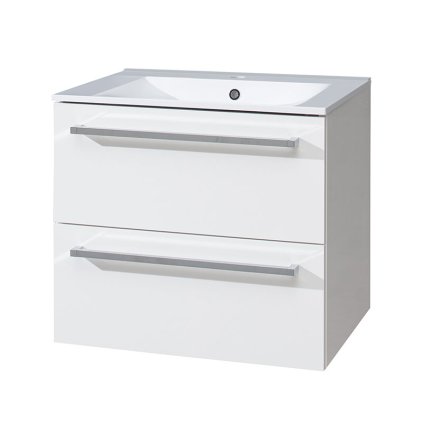 Mereo, Bino, dulap baie cu chiuveta ceramica 61 cm, alb, stejar, MER-CN660