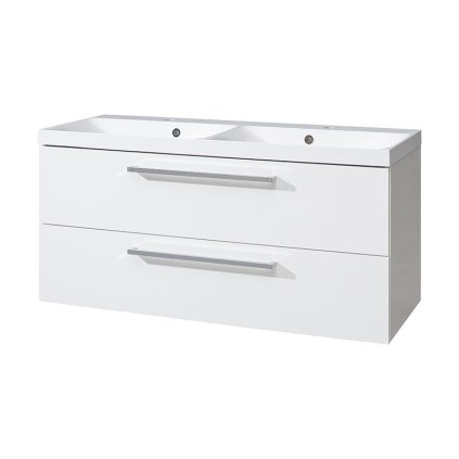 Mereo, Bino, dulap de baie din marmură turnată 121 cm, alb, stejar, MER-CN663M