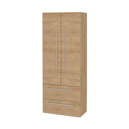 Mereo, Bino, dulap de baie înalt, dublu, 163 cm, alb, alb/stejar, MER-CN629