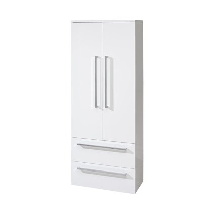 Mereo, Bino, dulap de baie înalt, dublu, 163 cm, alb, alb/stejar, MER-CN669