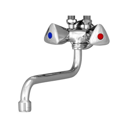 Mereo, Baterie pentru chiuveta montata pe perete cu brat tubular ø 16 mm, crom, MER-CBS301003M