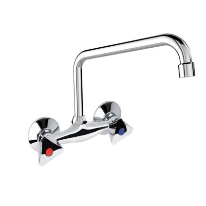 Mereo, Baterie pentru chiuveta montata pe perete, Kasia, cu brat in U tubular ø 18 mm - 230 mm, crom, MER-CBS301A04