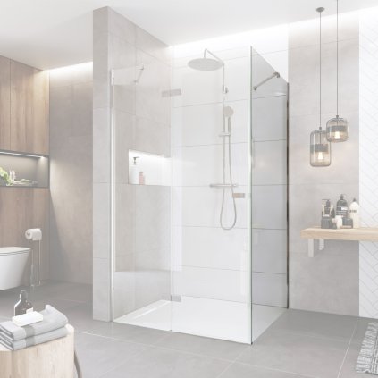 Mereo, sticlă fixă, Novea, crom ALU, sticlă transparentă, design L/P, MER-CK10303Z
