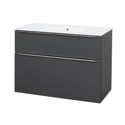 Mereo, Mailo, dulap baie cu chiuveta ceramica 101 cm, maner cromat, MER-CN532